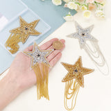4Pcs 2 Style Enamel Rhinestones Sew on/Iron on Patches, with Iron Chains, Appliques, Costume Accessories, Star, Mixed Color, 2pcs/style