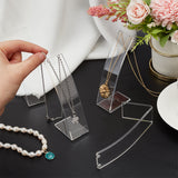 Transparent Acrylic Necklace Display Stands, Single Necklace Showing Holder, L Shape, Clear, 4.7x3x11.5cm, Slot: 2.5x4.5