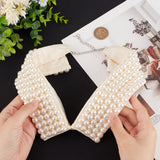 Detachable Polyester Bib, Plastic Imitation Pearl Beaded False Stand Collar, with Extension Chain, for Costume Decoration, Cornsilk, 390~420x83x10.5mm