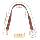 PU Leather Bag Handles, with Iron Swivel Clasps, for Bag Replacement Accessories, Chocolate, 60x1.9x0.3cm