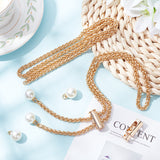 2Pcs Alloy Bucket Bag Drawstring Chains, with Resin Imitation Pearl Beads, Light Gold, 64.8cm