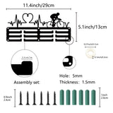 Sports Theme Iron Medal Hanger Holder Display Wall Rack, 3-Line, with Screws, Heart, 130x290mm, Hole: 5mm