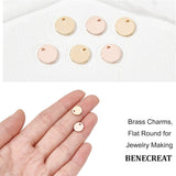 48Pcs 2 Colors Brass Charms, Flat Round, Nickel Free, Golden & Rose Gold, 8x1mm, Hole: 1mm, 24pcs/color