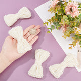 4Pcs Cloth Bowknots Shoe Decorations, with Plastic Imitation Pearl Beads, Antique White, 51x98x19mm