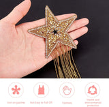 Sparkling Rhinestone Iron on Patches, Appliques, with Iron Ball Chain Tassels, Costume Accessories, for Clothes, Bag, Pants, Shoes, Cellphone Case, Star, Mixed Color, 148x87x2mm, 4colors, 1pc/color, 4pcs/box