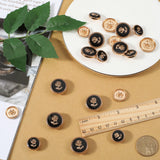 20Pcs 2 Style 1-Hole Alloy Enamel Buttons, Flat Round with Rose Pattern, Black, 17~22x8~9mm, Hole: 2.5mm, 10pcs/style