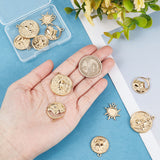 12Pcs 4 Style 304 Stainless Steel Pendants, Sun & Flat Round with Mountain & Fox & Mushroom, Real 18K Gold Plated, 23.5~30.5x19~25x2~3mm, Hole: 1.8~2mm, 3pcs/style