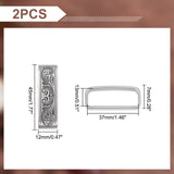 2Pcs 304 Stainless Steel Loop Keepers, Men's Belt Buckle, Rectangle with Floral Pattern, Antique Silver, 40x17x12mm, Inner Diameter: 37x13mm