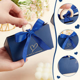 Handbag Shape Candy Packaging Box, Wedding Party Gift Box, with Ribbon and Word Best for You, Midnight Blue, Finish Product: 13x7.5x6.5cm