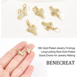 10Pcs Brass Pendants, with Jump Rings, Long-Lasting Plated, Cactus, Real 18K Gold Plated, 15x10x3mm, Hole: 3mm