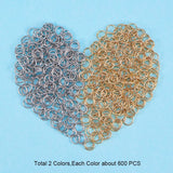 304 Stainless Steel Open Jump Rings, Mixed Color, 6x0.8mm, Inner Diameter: about 4.5mm
