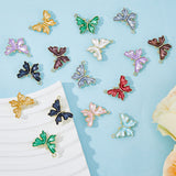 40Pcs 10 Colors Rack Plating Alloy Enamel Pendants, Light Gold, Butterfly, Mixed Color, 19x23.5x4mm, Hole: 1.6mm, 4pcs/color