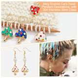 16Pcs 4 Color Alloy Enamel Mushroom Charms Locking Stitch Markers, with Gold Tone 304 Stainless Steel Leverback Earring Findings, Mixed Color, 38mm, Pin: 1x0.8mm, 4Pcs/color