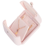 Velvet Pendant Box, Double Flip Cover, Square Big Pendant Display Holder, for Valentine's Day, Anniversary Jewelry Gift Storage, Pink, 10.1x10x3.5cm