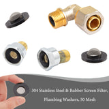 304 Stainless Steel & Rubber Screen Filter, Plumbing Washers, Shower Head Gasket, Half Round, 50 Mesh, Black, 24x19mm, Inner Diameter: 13mm