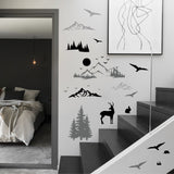 PVC Wall Stickers, for Wall Decoration, Mountain & Forest, 290x900mm, 2pcs/set