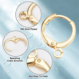 50 Pairs Brass Huggie Hoop Earring Findings, with Horizontal Loops, Long-Lasting Plated, Golden, 12 Gauge, 14.7x11.7x2mm, Hole: 1.8mm