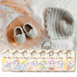 Wood Baby Closet Size Dividers, Baby Clothes Organizers, from Newborn to Toddler, Elephant Pattern, 100x180x2.5mm, 10pcs/set