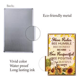 Iron Sign Posters, for Home Wall Decoration, Rectangle with Word Hive Rules, Sunflower Pattern, 300x200x0.5mm