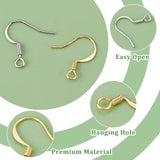 200Pcs 2 Colors Brass Earring Hooks, with Horizontal Loop, Long-Lasting Plated, Mixed Color, 16.7~17x16x0.7mm, Hole: 2~2.2mm, Pin: 0.6~0.7mm