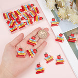 25Pcs Opaque Resin Pendants for Teachers' Day, with Platinum Plated Iron Loops, Book Charm, Colorful, 31x25x5mm, Hole: 2mm