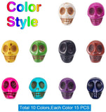 Synthetic Turquoise Beads, Dyed, Skull, Mixed Color, 12x10x11mm, Hole: 1mm, 15pcs/compartment, 150pcs/box