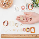 DIY Dangle Earring Making Kits, 6Pcs Flat Round & Rectangle Acrylic Pendants, 72Pcs Oval Acrylic & Plastic & Stainless Steel Linking Rings, Brass Earring Hooks & Jump Rings, Mixed Color, 98pcs/bag