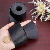 PU Leather Fabric Plain Lychee Fabric, for Shoes Bag Sewing Patchwork DIY Craft Appliques, Black, 5x0.15cm