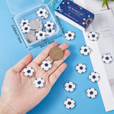 30Pcs Eco-Friendly Alloy Enamel Hollow Pendants, Flat Round with Football Pattern, Platinum, White, 24x20x2.5mm, Hole: 3mm