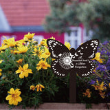 Acrylic Garden Stake, Ground Insert Decor, for Yard, Lawn, Garden Decoration, Butterfly with Memorial Words, Sunflower Pattern, 205x145mm