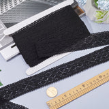 10 Yards Flat Cotton Lace Ribbon, Floral Lace Trim, for Sewing Decoration Craft, Black, 1-5/8~1-3/4 inch(42~43mm)