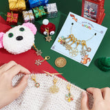 Christmas Theme Snowflake Stitch Markers, Alloy Enamel Crochet Lobster Clasp Charms, Locking Stitch Marker with Wine Glass Charm Ring, Mixed Color, 3.2~4.2cm, 6 style, 2pcs/style, 12pcs/set