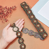 Polyester Lace Trim, Embroidery Ancient Hanfu Lace Ribbon, Flower, Saddle Brown, 1-1/2~1-5/8 inch(39~40mm), about 5 yards/pc