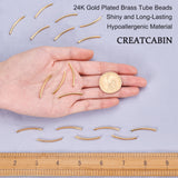 30Pcs Brass Tube Beads, Long-Lasting Plated, Curved Tube, Real 24K Gold Plated, 30x2mm, Hole: 1.5mm