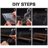 3-Tier Assembled Transparent Acrylic Organizer Display Risers, Wooden Tiered Display Holder for Action Figures, Cosmetic, Favor Goods Storage, Coconut Brown, Finish Product: 30x16.5x13.7cm