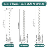 304 Stainless Steel Chain Extender, with Charms, Mixed Shapes, Mixed Color, 56~61x3mm, 30strands/box