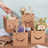 Funny Craft Paper Handbags, Gift Bags with Smiling Shape Clear Windows, Rectangle, Peru, Unfold: 26x15x15cm