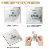 80Pcs 8 Style Custom Lip Balm DIY Label Sticker, Coated Paper Paster, Self-Adhesive Stickers, Square, Word , 5x5cm, 10pcs/style