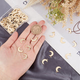 100Pcs 304 Stainless Steel Charms, Moon, Golden, 15.5x11x1mm, Hole: 1.4mm