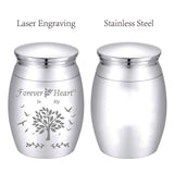 1Pc Alloy Cremation Urn, Column, 1Pc Velvet Packing Pouches, 1Pc Silver Polishing Cloth, 1Pc Disposable Flatware Spoons, for Commemorate Kinsfolk Cremains Container Set, Tree Pattern, 4pcs/set