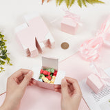 Square Fold Paper Candy Boxes, with Ribbon, for Wedding & Bakery & Baby Shower Gift Packaging, Pearl Pink, Finished Product: 5x5x5cm