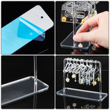 2 Sets Acrylic Earring Display Hanger Rack, Coat Hanger Shaped Earring Organizer Holder with 10Pcs 2 Styles Mini Hangers, Silver, Finish Product: 6x15x10.5~11cm, Hanger: 5pcs/style, about 12pcs/set