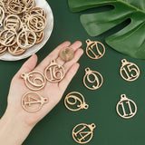 Wood Pendants, Laser Cut Wood Shapes, Flat Round with Number 1~25, BurlyWood, 43x34.5x2mm, Hole: 3.5mm, 25pcs/set