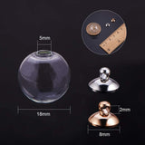 DIY Pendant Making, Round Mechanized Blown Glass Globe Beads and Clear Glass Globe Bottle Charms Pendants, with Rack Plating Brass Bails, Mixed Color, 18mm, Hole: 5mm, Charm: 8mm, 60pcs/set