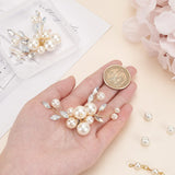 1 Sets Pearl Shoe Decoration, with Platinum Alloy Findings and Crystal Rhinestone Cabochons, Flower, White, 57x53x19mm