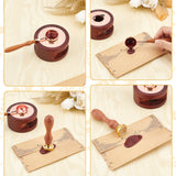 Brass Wax Seal Stamp with Rosewood Handle, for DIY Scrapbooking, Heart Pattern, 25mm