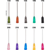 Stainless Steel Dispensing Needles, Plastic Interface, Mixed Color, 55.5x7.5mm, Hole: 4.5mm, Pin: 0.51~2mm, inner diameter: 0.25~1.51mm, 80pcs/box