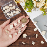 32Pcs 8 Style Trapezoid & Rhombus & Teardrop & Heart & Leaf Ash Wood Stud Earring Findings, with 304 Stainless Steel Pin and 32Pcs Ear Nuts, Antique White, 12~20.5x11~17.5mm, Hole: 1.6~2mm, Pin: 0.7mm, 4Pcs/style