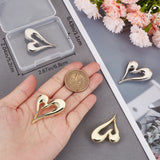 4Pcs 2 Colors Alloy Heart Brooch Pin, Badge for Backpack Clothes, Platinum & Light Gold, 40x31x7mm, Pin: 0.7mm, 2pcs/color