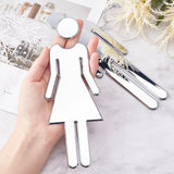 ABS Male & Female Bathroom Sign Stickers, Public Toilet Sign, for Wall Door Accessories Sign, Silver, Male: 195x61x4mm, Female: 190x70x3.7mm